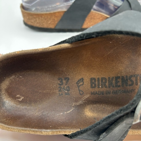 Birkenstock Franca Natural Leather Oiled Black Sandal Slides Size 37. US  6-6.5 - Picture 11 of 12
